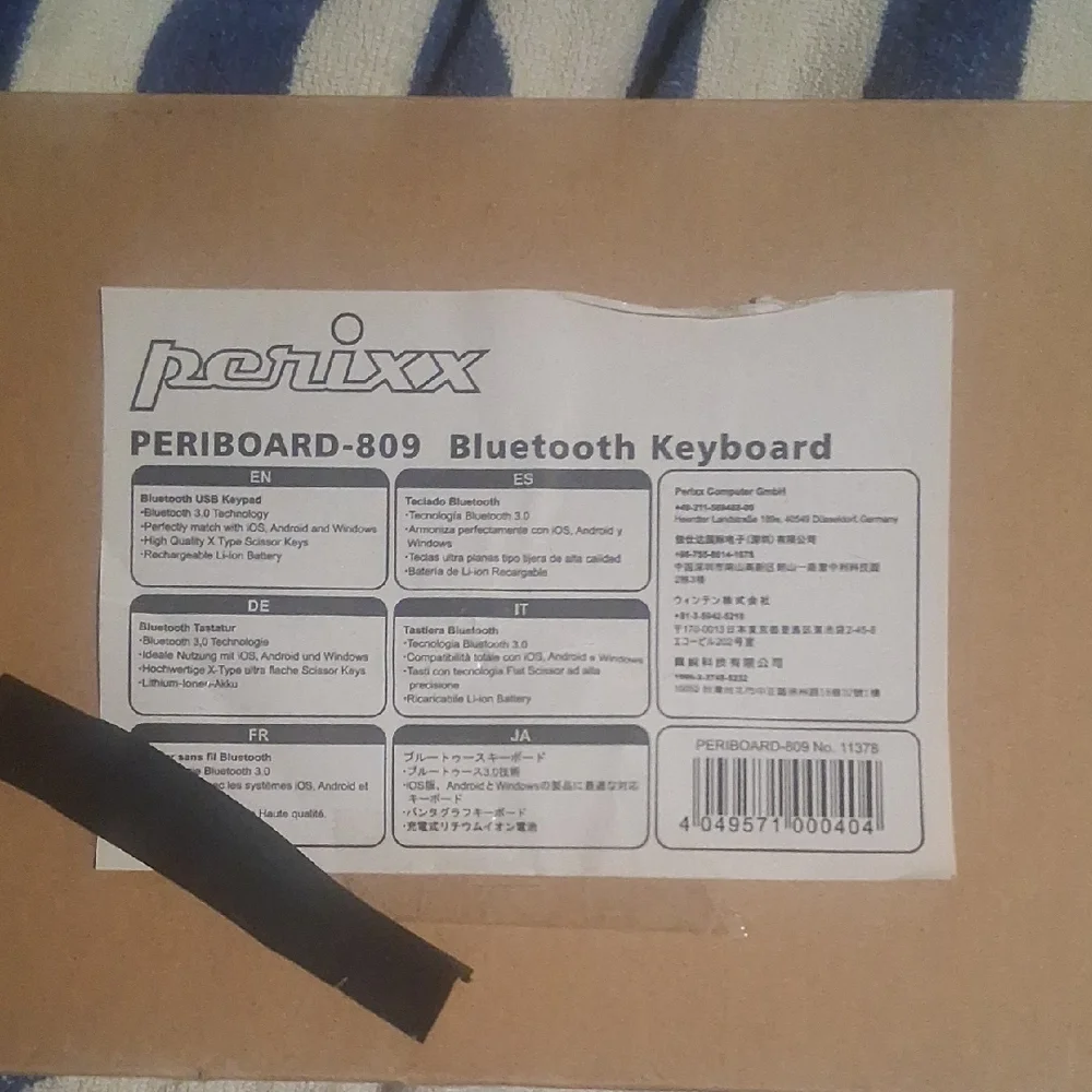 Perixx PERIBOARD-809 Bluetooth Keyboard N.O.B